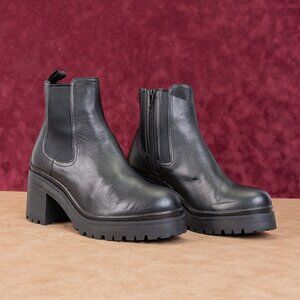 Jeffrey Campbell Wmn Escob Platform Black Leather Festival Chelsea boots sz 9.5